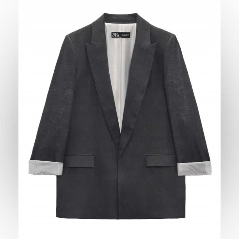 Zara Charcoal Gray‎ Linen Blazer Sz XL 7979/500